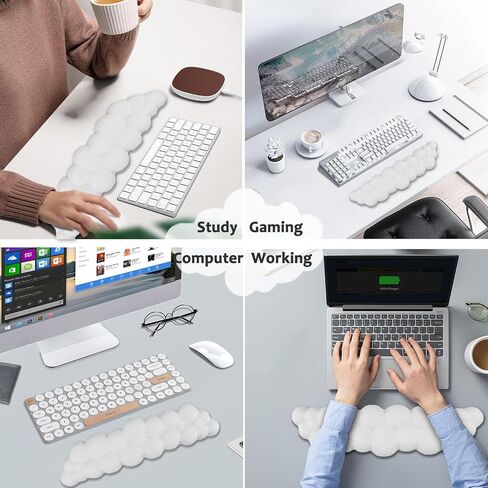 Keyboard Cloud Wrist Rest, White Cloud Wrist Rest with Leather Surface Memory Foam Non-Slip Base Cloud Palm Rest for Relieve Wrist & Arm Pain for PC Gaming/Office/Computer/Laptop (White) in Saudi Arabia