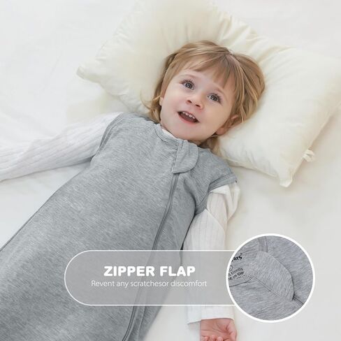 كيس نوم للأطفال من الجنسين من Mosebears 1.0 TOG، رايون فائق النعومة مصنوع من الخيزران، بطانية قابلة للارتداء مع سحاب ثنائي الاتجاه (مريمية هادئة، 6-18 شهرًا) in Kuwait