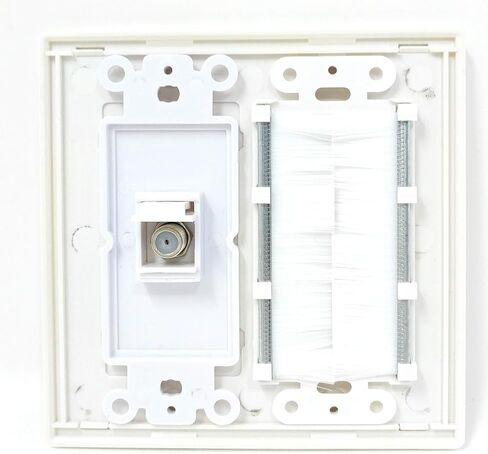 RiteAV Mesh Brush Coax Cable TV Wall Plate Dual 2 Gang Decorative White in Saudi Arabia