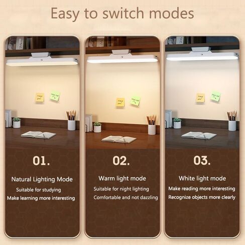 USB desk lamp Dimmable, 3 Color Modes, Suitable for Bedroom, Dormitory, Reading - White in Saudi Arabia