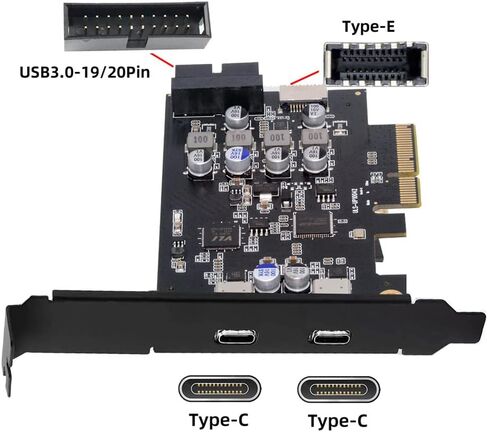 Xiwai USB PCI-E Express 1x Card USB3.1 Gen1 5Gbps Dual Type-A & Type-C USB-C Female to PCI-E Adapter uPD720201 with Low Profile Bracket in Saudi Arabia