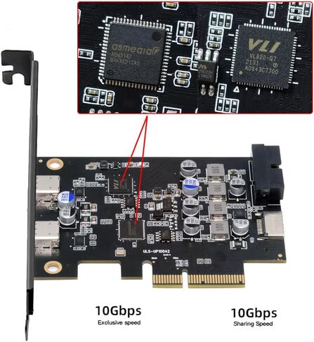 Xiwai USB PCI-E Express 1x Card USB3.1 Gen1 5Gbps Dual Type-A & Type-C USB-C Female to PCI-E Adapter uPD720201 with Low Profile Bracket in Saudi Arabia