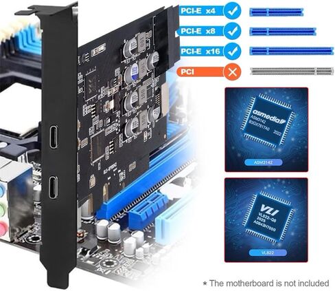 Xiwai USB PCI-E Express 1x Card USB3.1 Gen1 5Gbps Dual Type-A & Type-C USB-C Female to PCI-E Adapter uPD720201 with Low Profile Bracket in Saudi Arabia