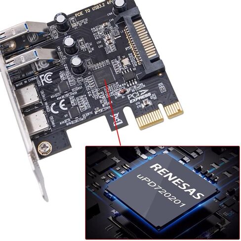 Xiwai USB PCI-E Express 1x Card USB3.1 Gen1 5Gbps Dual Type-A & Type-C USB-C Female to PCI-E Adapter uPD720201 with Low Profile Bracket in Saudi Arabia