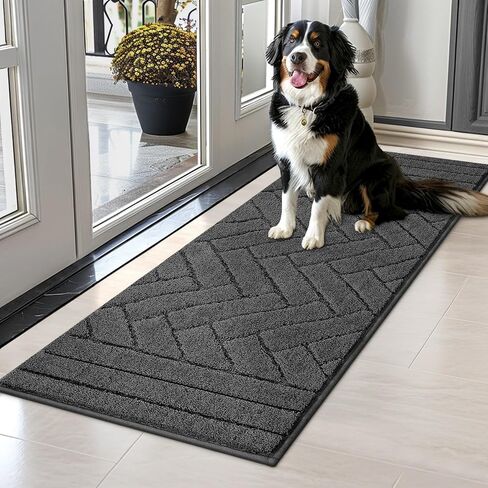 Tindbea Dog Door Mat for Mud Paws, Dirt Trapper Mud Mat, 20"x48" Charcoal in Saudi Arabia