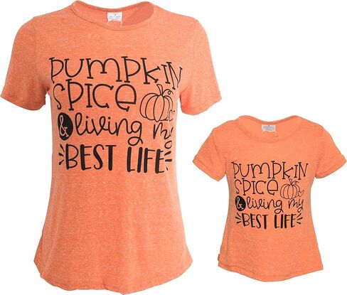 Unique Baby Girls Pumpkin Spice Mommy and Me Matching Shirts in Saudi Arabia