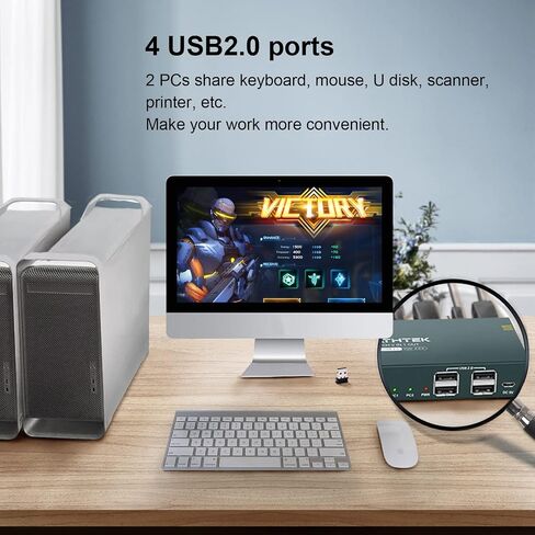 KVM Switch DisplayPort 2 Port,USB 1.1,4K@60Hz,DP 1.2, DP KVM Switch 2 PC 1 Monitor,Displayport Switch,Button Switch, with 2 DP Cables and 2 USB Cables,KVM USB Switch,High Compatibility in Saudi Arabia