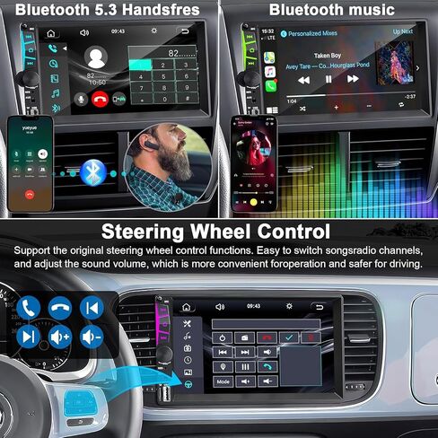 ستيريو راديو سيارة لاسلكي مزدوج Din مقاس 7 بوصات مع شاشة Carplay Android Auto التي تعمل باللمس، وحدة رأس مستقبلات صوت السيارة، بلوتوث 5.3، كاميرا احتياطية، FM/AM/RDS، SWC، Mirrorlink، وظيفة الشحن السريع... in Saudi Arabia