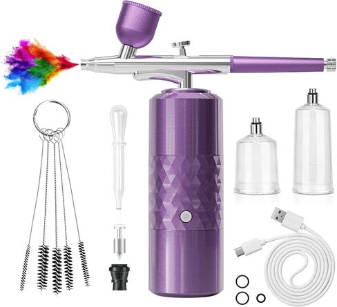 Airbrush Kit Rechargeable Cordless Airbrush Compressor Portable Handheld Airbrush Air Brush for Model Painting,Nail Art,Cake decoration,Makeup, Barber (Black) in Kuwait