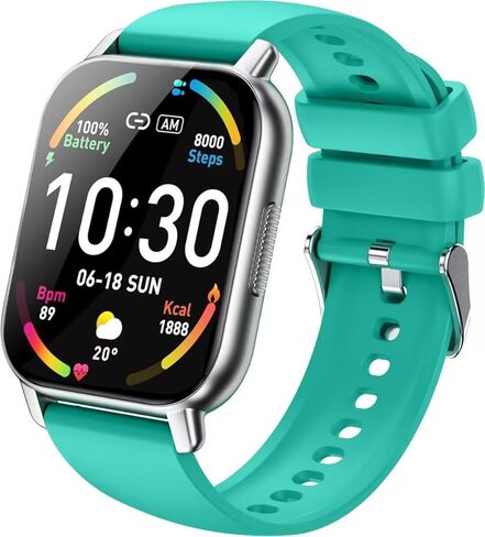 Smart Watch (Answer/Make Calls), Smartwatch for Men Women, 112 Sport Modes, IP68 Waterproof, Fitness Activity Tracker, Heart Rate Monitor Sleep Step Counter, Green in Kuwait