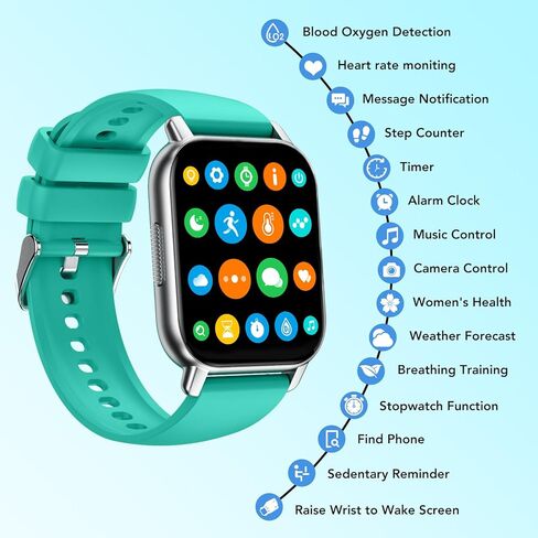 Smart Watch (Answer/Make Calls), Smartwatch for Men Women, 112 Sport Modes, IP68 Waterproof, Fitness Activity Tracker, Heart Rate Monitor Sleep Step Counter, Green in Kuwait