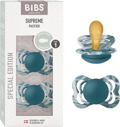 لهايات الأطفال العليا من BIBS | لهاية من المطاط الطبيعي خالية من مادة BPA | صنع في الدنمارك | مجموعة من 2 لهايات فورست ليك وايت/فورست ليك وايت، 0-6 أشهر in Saudi Arabia