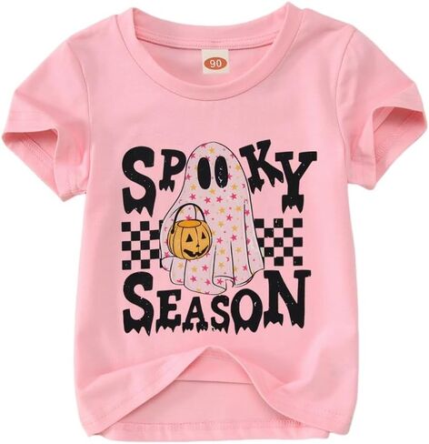 MODNTOGA Halloween Shirt Toddler Ghost Graphic T-Shirt Baby Boy Girl Spooky Season Print Tee Tops Short Sleeve Fall Outfit in Saudi Arabia