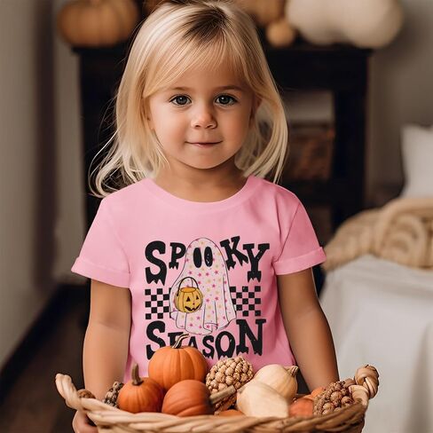 MODNTOGA Halloween Shirt Toddler Ghost Graphic T-Shirt Baby Boy Girl Spooky Season Print Tee Tops Short Sleeve Fall Outfit in Saudi Arabia