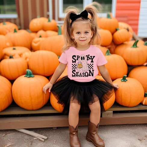 MODNTOGA Halloween Shirt Toddler Ghost Graphic T-Shirt Baby Boy Girl Spooky Season Print Tee Tops Short Sleeve Fall Outfit in Saudi Arabia