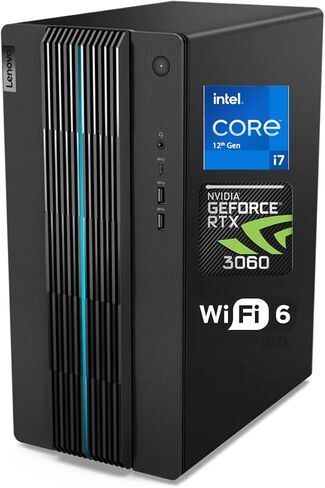Lenovo IdeaCentre 5 Gaming Desktop, Intel Core i7-12700 Processor, GeForce RTX 3060, 32GB RAM, 1TB SSD + 2TB HDD, RJ45, HDMI, DP, Wired KB & Mouse, Wi-Fi 6, Windows 11 Home, Black in Saudi Arabia