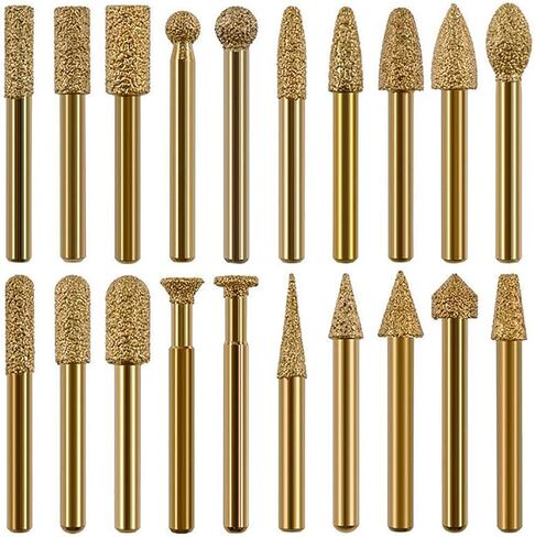 Diamond Drill Grinding Bit Set,Stone Carving Set Diamond Burr Bits,Diamond Grinding Burr Drill Bit,20pcs Polishing Kits Rotary Tools Accessories,Stone Ceramic Glass Carv,Grind,Polish,Sanding in Saudi Arabia