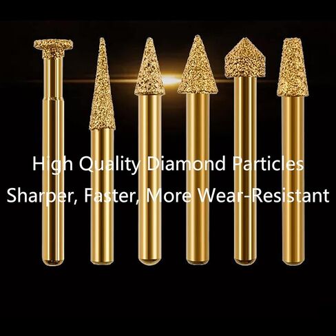 Diamond Drill Grinding Bit Set,Stone Carving Set Diamond Burr Bits,Diamond Grinding Burr Drill Bit,20pcs Polishing Kits Rotary Tools Accessories,Stone Ceramic Glass Carv,Grind,Polish,Sanding in Saudi Arabia