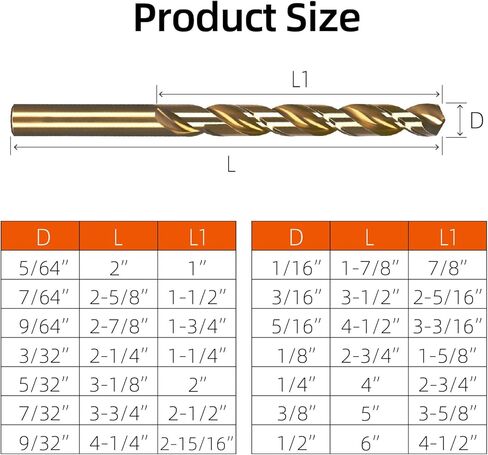 5/64" Cobalt Drill Bit, M35 HSS Metal Drill Bits, for Hard Metal, Stainless Steel, 10 PCS in Saudi Arabia