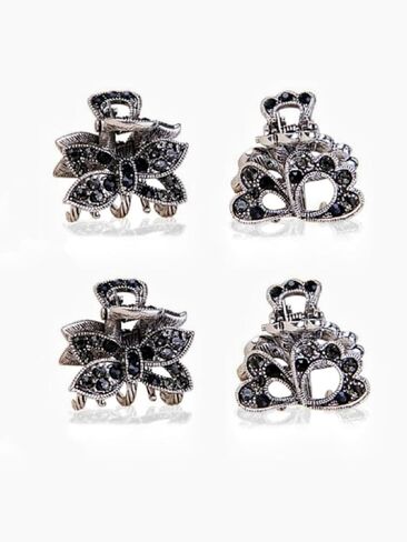 4 قطعة حجر الراين الكريستال مخلب مقاطع الشعر المشابك الفك الصغيرة فراشة خمر المشابك المعدنية مشبك شعر للفتيات والنساء in Kuwait