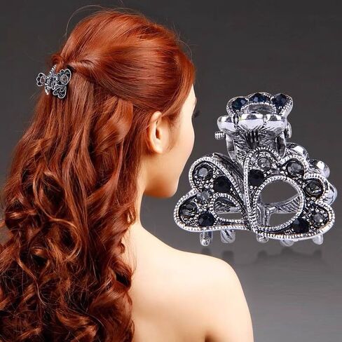 4 قطعة حجر الراين الكريستال مخلب مقاطع الشعر المشابك الفك الصغيرة فراشة خمر المشابك المعدنية مشبك شعر للفتيات والنساء in Kuwait