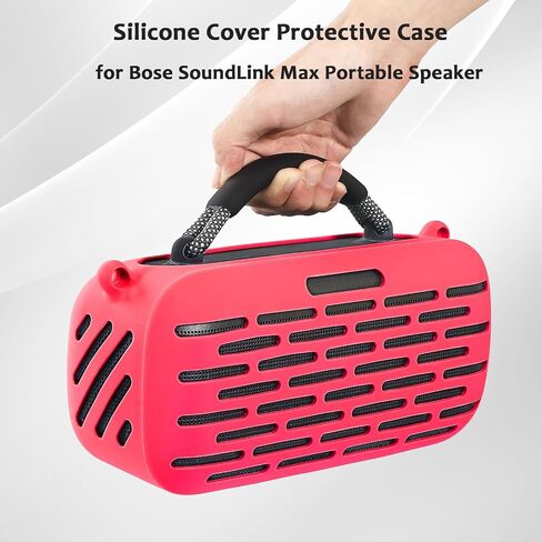 Silicone Cover Protective Case for Bose SoundLink Max Portable Speaker, Skin Sleeve with Shoulder Strap for Outdoor Speaker Accessories (Red) in Saudi Arabia