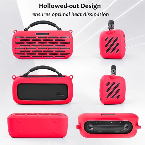 Silicone Cover Protective Case for Bose SoundLink Max Portable Speaker, Skin Sleeve with Shoulder Strap for Outdoor Speaker Accessories (Red) in Saudi Arabia