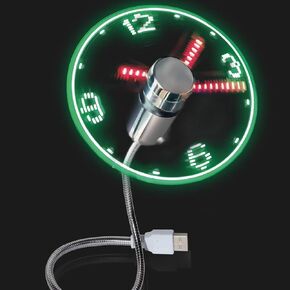 USB Clock Fan with Real Time Display, Mini Portable Flexible Cooling Fans with Led Light for Home Office (1)