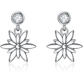 Sunflower Earrings for Women 925 Sterling Silver Sunflower Heart Dangle Earrings Valentines Earrings Jewelry Gifts for Women Girls