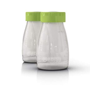 Ardo Breast Milk Storage and Feeding Bottles (2), Swiss Made, 150ml (5 fl.oz.), BPA Free, with Ring and Cap, Standard Width, 2 Bottles