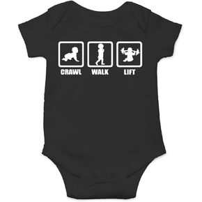 AW Fashions Crawl, Walk, Lift Baby Bodysuit Funny Cute Infant Newborn Announcement Outfit Unisex Girls Boy