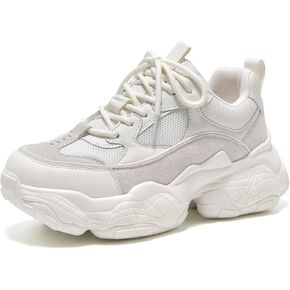 BEAU TODAY Chunky Sneakers for Women, Womens Fashion Sneakers, Lace Up Platform Comfortable Leather Casual Dad Shoes
