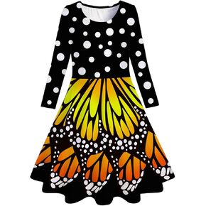 Funnycokid Mermaid Girls Dress Kids Winter Long Sleeve Dresses Birthday Swing Outfit 4-13 Years