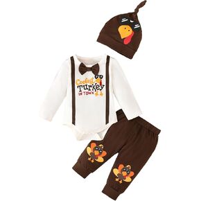 Baby Boy Thanksgiving Day Outfit Newborn Turkey Day Clothes Cootest Turkey in Town Bodyusit
