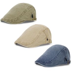 3Pcs Men's Newsboy Caps Washing Cotton Cooling Lightweight Scally Cap for Men Adjustable Flat Cap