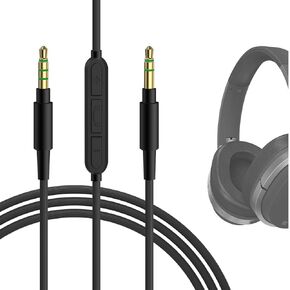 Geekria Audio Cable with Mic Compatible with Edifier STAX Spirit S5, W800BT Headphones Cable, 1/8" (3.5mm) to 3.5mm Replacement Stereo Cord with Inline Microphone and Volume Control (4 ft/1.2 m)