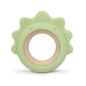 Baby Teething Toys Silicone Teethers with Wooden Ring Baby Teether Sensory Toys (Sunshine Yellow)