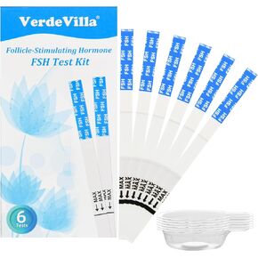 Menopause Test Strips at Home, FSH Menopause Stage Indicator Perimenopause Test with 6pcs Urine Cups, Help Understand Your Ovarian Reserve, Determine Your Fertility and Menopause Levels, 6 Pack