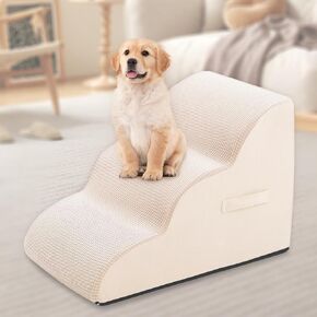 Dog Steps for Small Dog, Dog Stairs for High Beds and Couch, 12" High 2-Step High Density Foam Pet Stairs for Dogs Injured, Older Dogs Cats, Pet with Joint Pain (Grey)