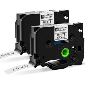 18mm Label Tape TZe-141 0.7 Inch Tz Laminated Clear P-Touch Label Maker Tapes, 3/4'' Black on Clear P Touch TZe TZ Tape Compatible with Brother P-Touch PT-D400 PT-D410 PTD600 PT-D610BT, 2-Pack