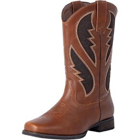 J's.o.l.e Cowboy Boots for Women Square Toe Western Cowgirl Boots Ladies Fashion Boots Vintage Panel