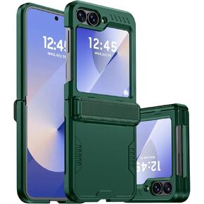 for Samsung Galaxy Z Flip 6 Case, Z Flip 6 Case Hinge Protection & Built-in Screen Protection, Full Body Rugged and Durable Shockproof Cover Wireless Charging Case for Galaxy Z Flip 6 (Black)