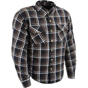 Milwaukee Leather Men's Plaid Flannel Biker Shirt with CE Approved Armor - Reinforced w/Aramid Fibers | MPM - Small
