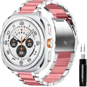 GOLDTOLUCK Compatible with Samsung Galaxy Watch 6 5 4 Band Pro Classic 20mm 43mm 47mm 45mm 40mm 44mm 42mm 46mm, Men Metal Business Band Solid Stainless Steel