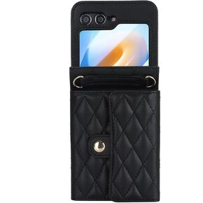 HAII for Samsung Galaxy Z Flip 6 Case, Wallet Case Cute Leather Crossbody Cover for Women Hinge Protectio RFID Blocking, for Samsung Galaxy Z Flip 6 (Violet)