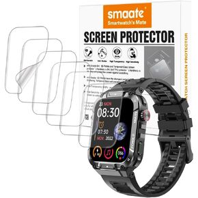 Compatible with Hvlgmrc P66 1.96", Soft Smart Watch Screen Protector, TPU, 6-pack, Full Coverage, Bubble Self-healing