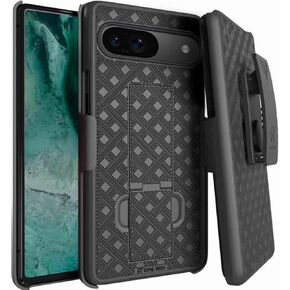 for Google Pixel 9 and Google Pixel 9 Pro Case with Belt Clip Holster, Kickstand Slim Cover Phone Case for Google Pixel 9 and Pixel 9 Pro - Black