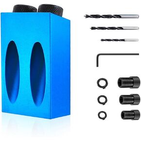 Pocket Hole Jig,14PCS 15 Degree Woodworking Hole Jig Kit,Power Tool Accessory Jigs,Drive Adapter Tools for Angle Joints Adjustable Drill Guides