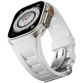 Luxury Mens RM Watch Band for Apple Watch Ultra 2 49mm, Sports Liquid Silicone Strap with Butterfly Buckle for Iwatch ultra