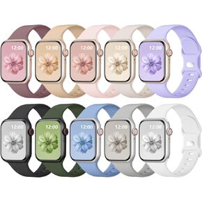 Wepro 10 Pack Waterproof Band Compatible with Apple Watch Band 38mm 40mm 41mm 42mm 44mm 45mm 46mm 49mm Men Women, Soft Silicone Sport Strap Compatible for iWatch Series 10 SE 9 8 7 6 5 4 3 Ultra